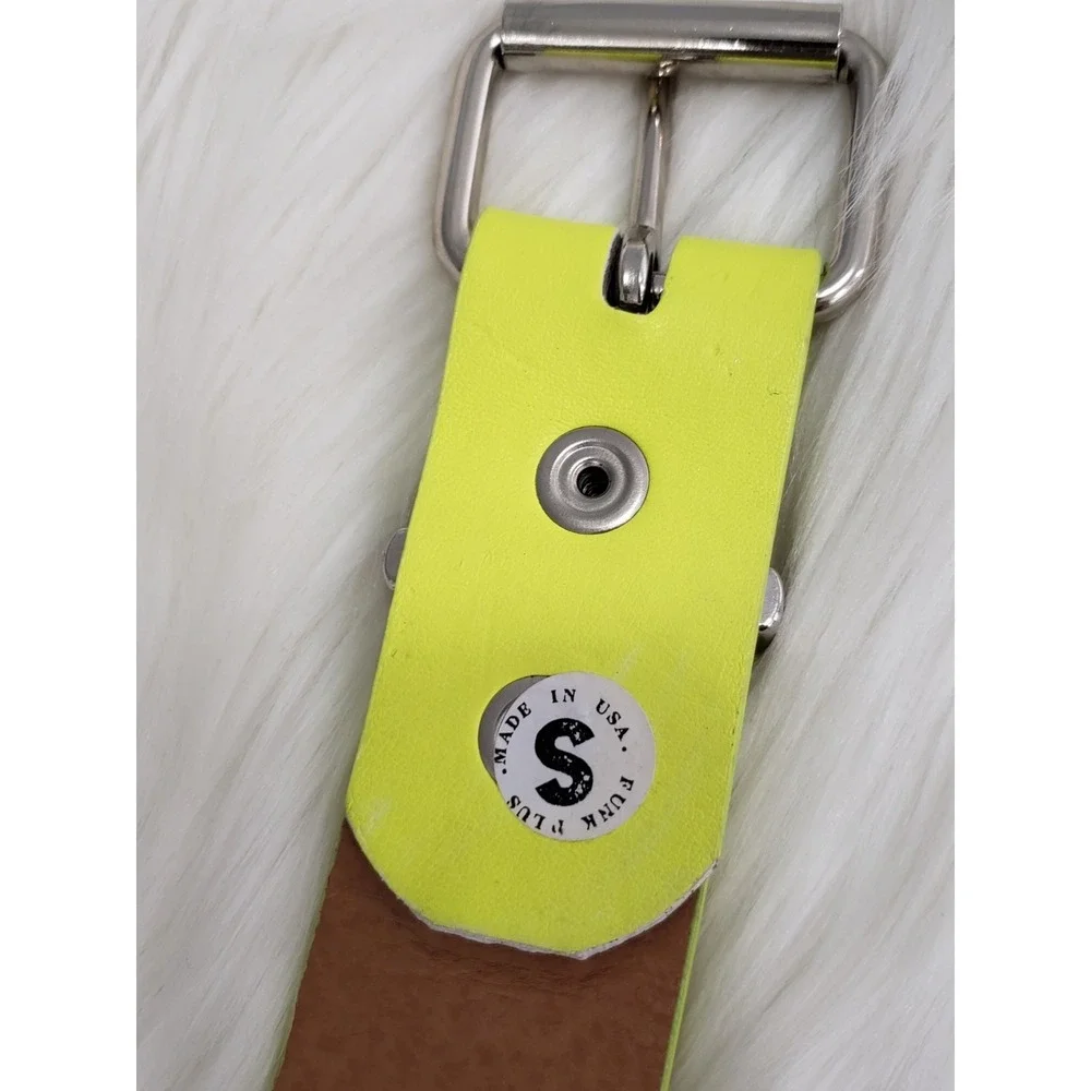 LIME GREEN METAL STUDDED CANVAS BELT PUNK PLUS MOD RAVE ROCK STAR STAR EMO